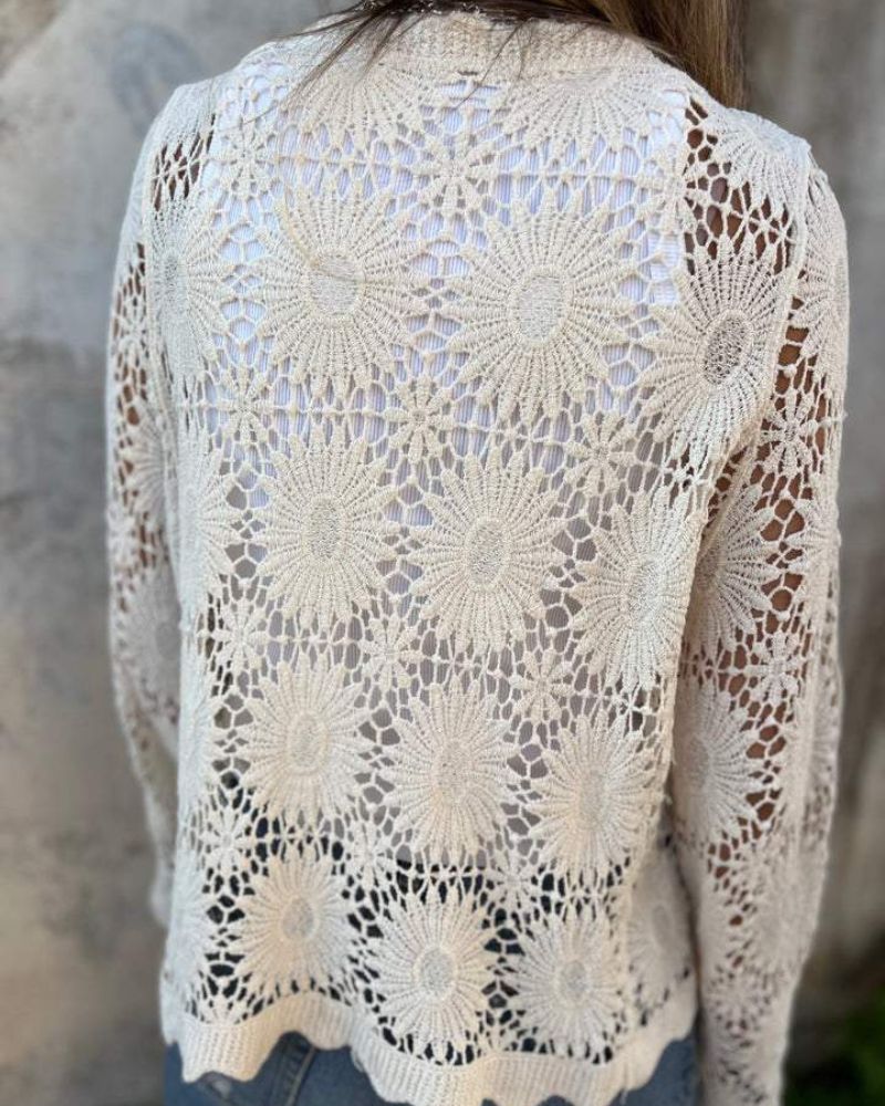 NALIE - Cárdigan de Encaje de Crochet