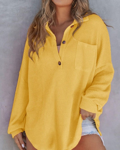 TAHLIA - Camiseta de Punto Waffle con Cuello en V
