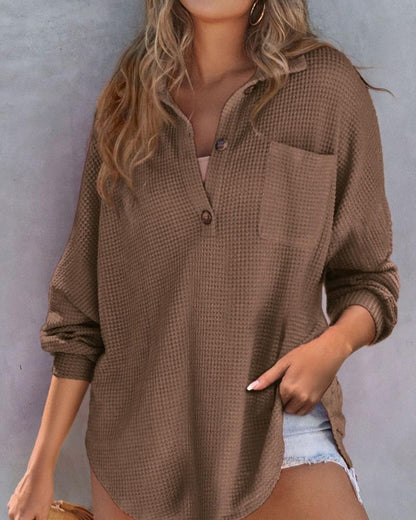 TAHLIA - Camiseta de V en tejido waffle