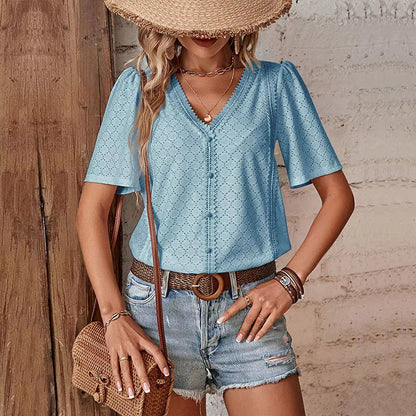 BLUSA DE MANGA CORTA EN V ADELHEID I