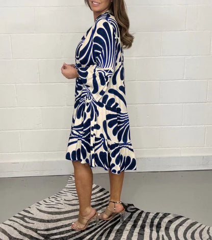 Fenella - Vestido Midi de Cuello en V Impreso