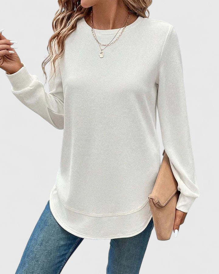 Nadyalyn | Elegante Manga Larga Cuello Redondo