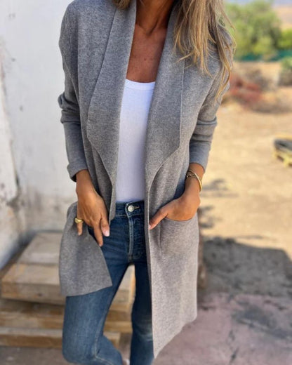 EIGONA - CHAQUETA DE CÁRDIGAN CASUAL CON SOLAPA