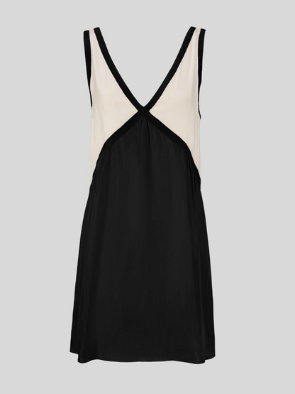 Sorrell - Vestido Mini Sin Mangas con Escote en V y Color Contrastante