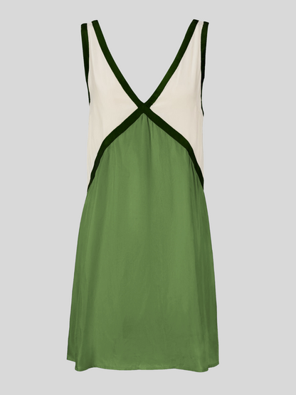 Sorrell - Vestido Mini de Tirantes con Escote en V y Color en Contraste