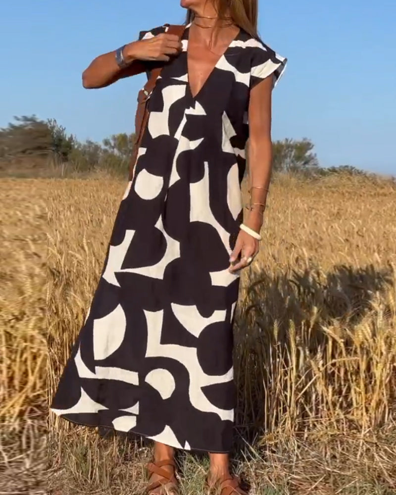 Sarinya - Vestido Impreso Con Escote en V