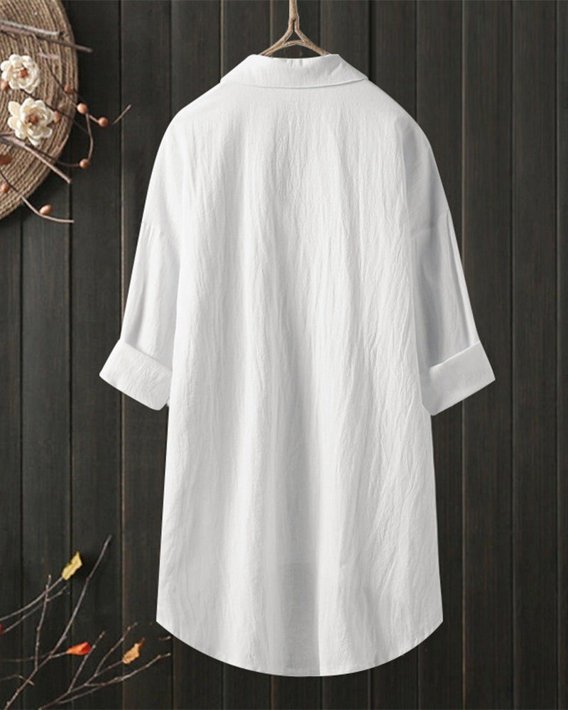Olivia™ - Blusa Cómoda y Larga de Color Sólido