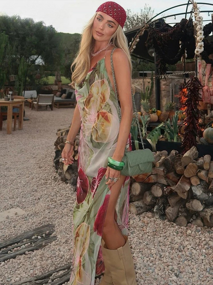 Isla | Vestido Maxi de Chiffon Sin Espalda