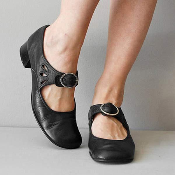 Beatrice – Sandalias de piel con cuña y hebilla ajustable ortopédica