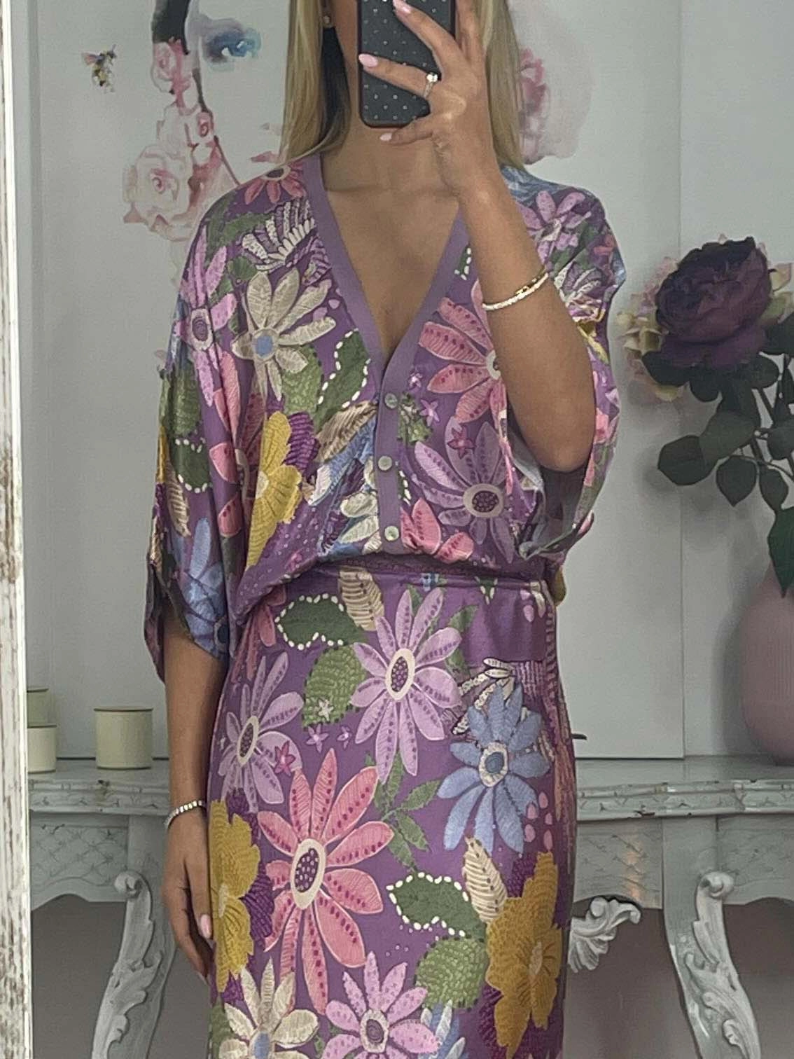 Camisa Exquisita de Satén con Estampado Floral sin Hombros