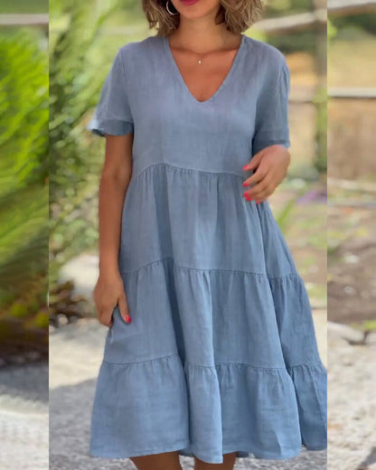 Samantha | Vestido de Viento con Escote en V y Bolsillos