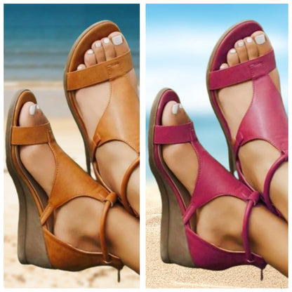 Anne - Sandalias ortopédicas de cuero con tacón