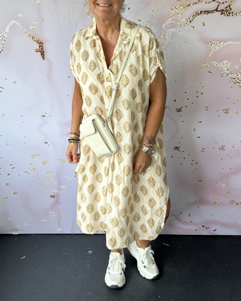ELEANORA – VESTIDO CAMISERO IMPRESO CON SOLAPA SUELTA