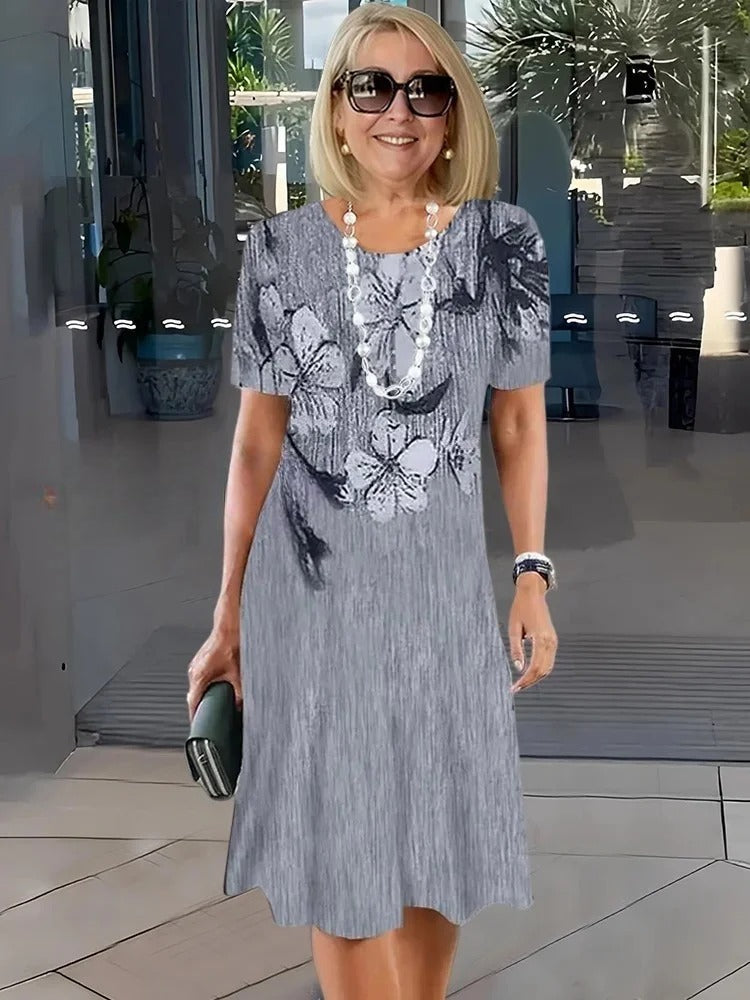 Rosara - Vestido Medio Suelto Impreso y Cómodo