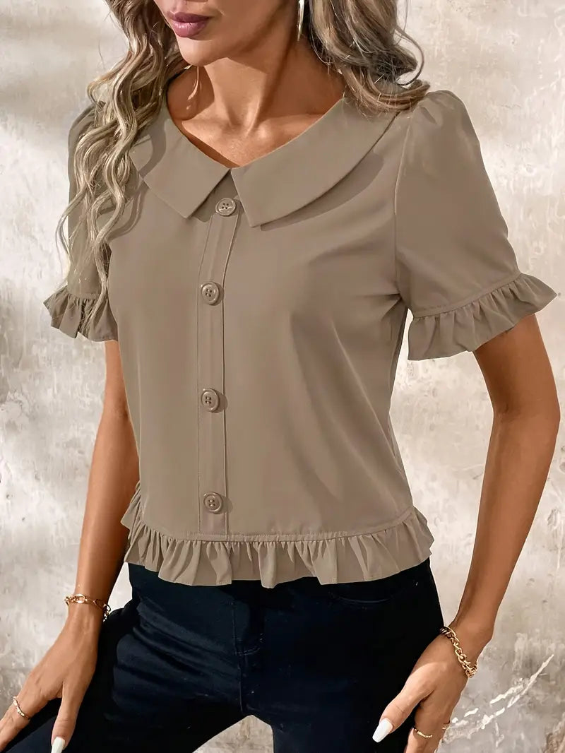 Foteini - Blusa Elegante de Manga Corta
