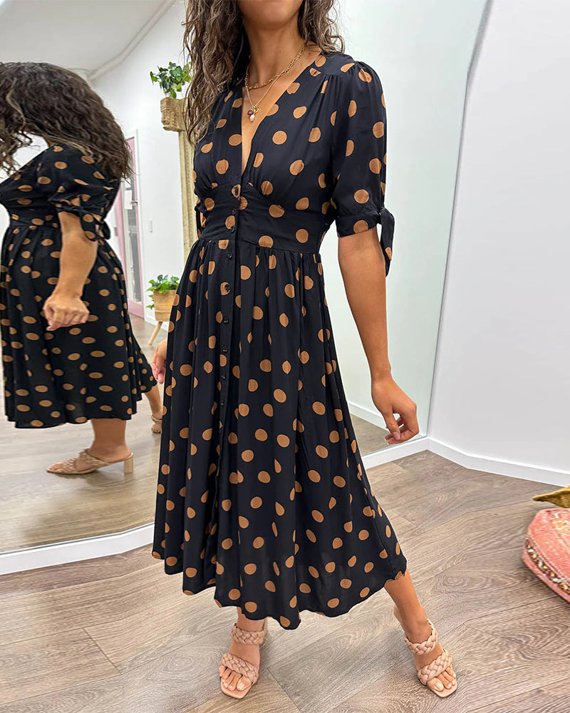Maria | Vestido de Lunares con Botones