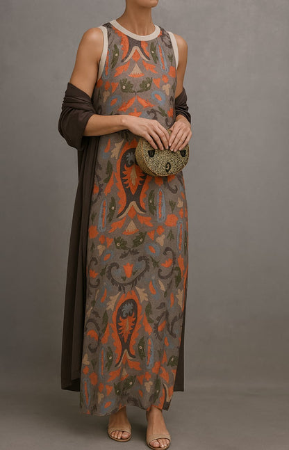 Corvalisse | Elegante vestido maxi con chal coordinado