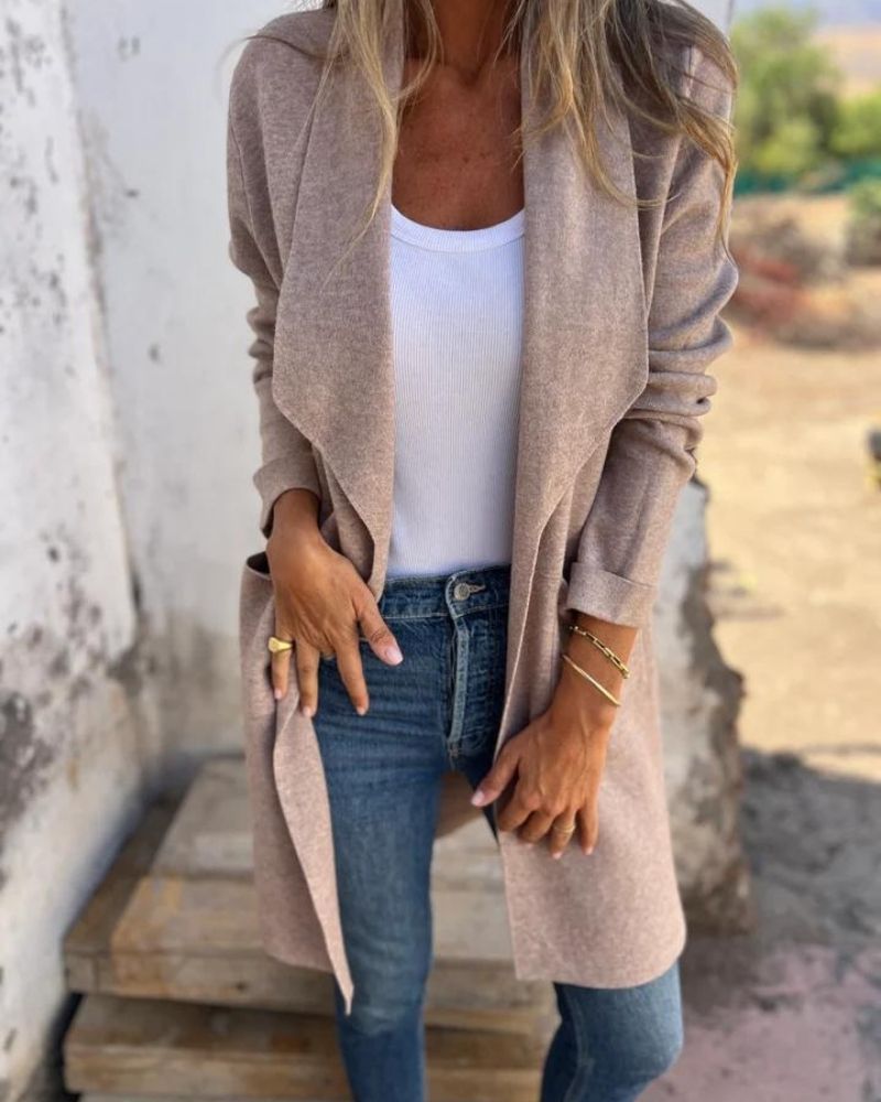 EIGONA - CHAQUETA DE CÁRDIGAN CASUAL CON SOLAPA