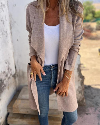 EIGONA - CHAQUETA DE CÁRDIGAN CASUAL CON SOLAPA
