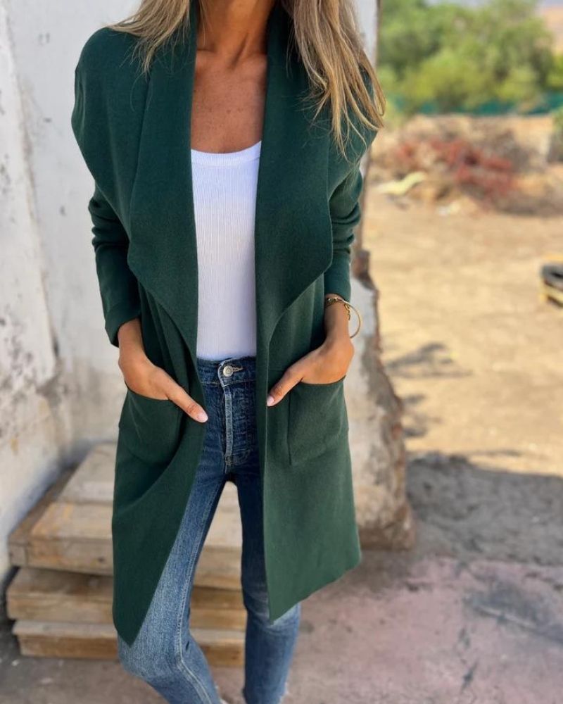 EIGONA - CHAQUETA DE CÁRDIGAN CASUAL CON SOLAPA