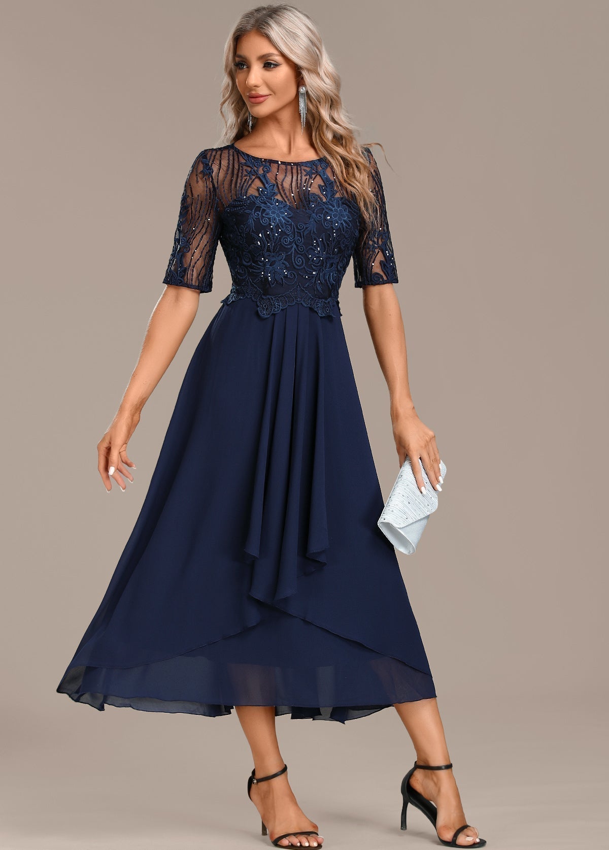 CLARISSA – VESTIDO ELEGANTE DE CHIFFON CON ENCANTO MARINO
