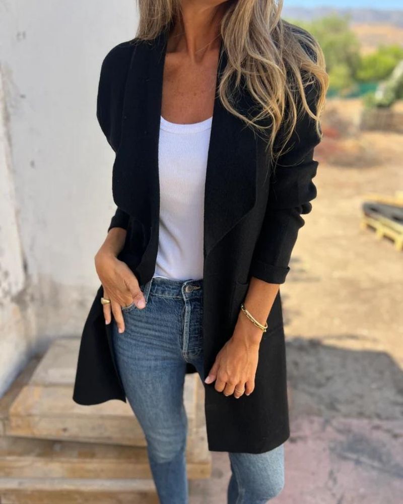 EIGONA - CHAQUETA DE PUNTO CASUAL CON SOLAPA