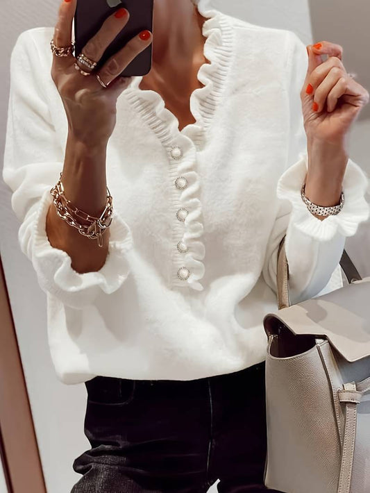 Leona – Blusa de Botones con Volantes