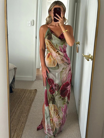 Isla | Vestido Maxi de Chifón Sin Espalda