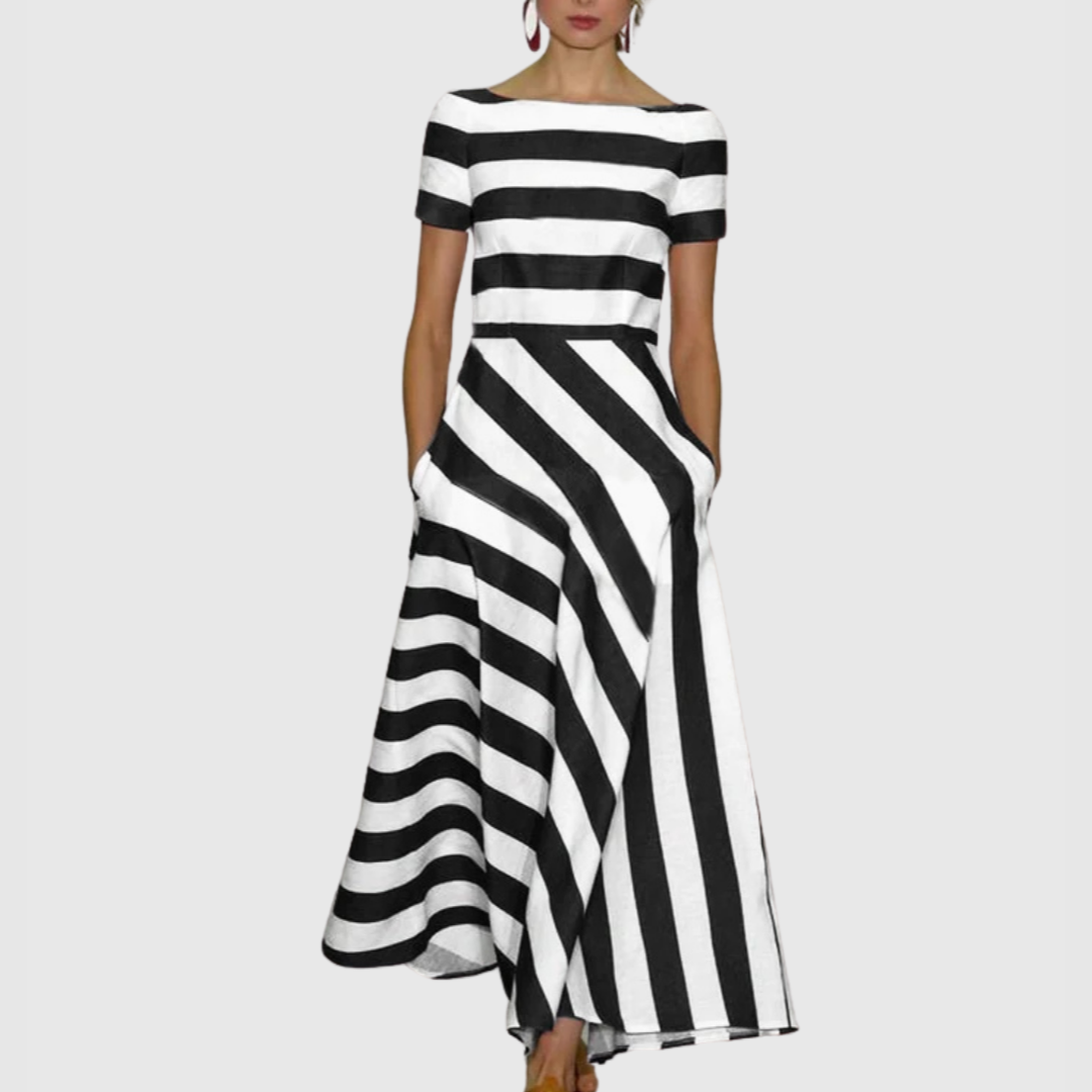 Madeline - Vestido Maxi Rayado Off-Shoulder Vonda