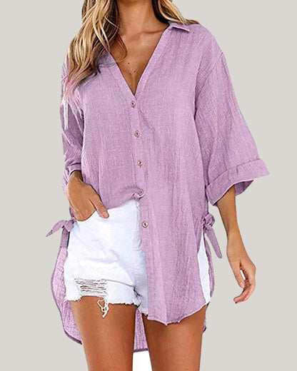 Camisa Larga con Lazos a los Lados