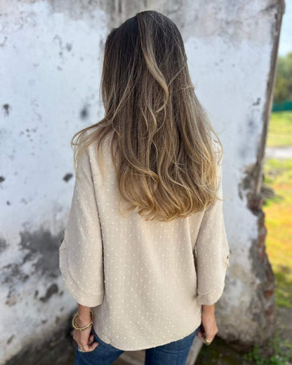 VARENA - Blusa de Jacquard de Chiffon Chic