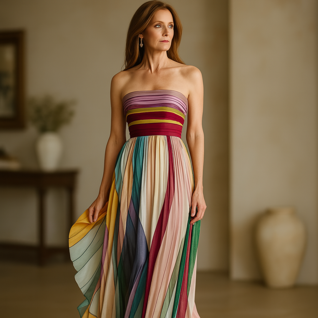 Dylan - Vestido Maxi de Tubo con Rayas Coloridas