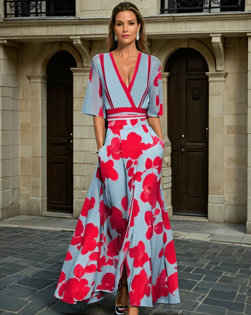 Elisa - Vestido Maxi Elegante con Flores