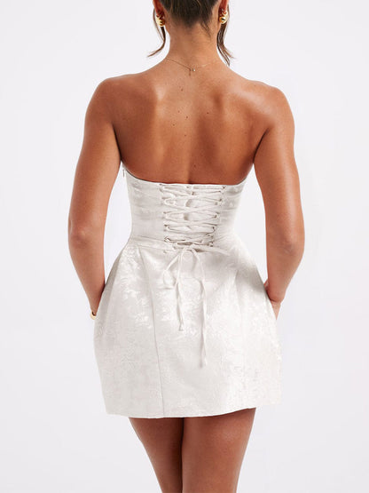 Vestido Mini de Nudo Jacquard Amelia