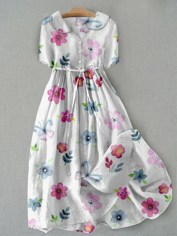 Lyric - Vestido Floral con Cinta en la Cintura de Estilo Moderno
