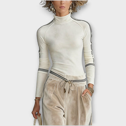 Conjunto de Punto Superior con Acabado en Contraste y Pantalones de Terciopelo Lounge