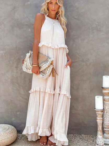 Landry - Vestido sin mangas con volantes chic