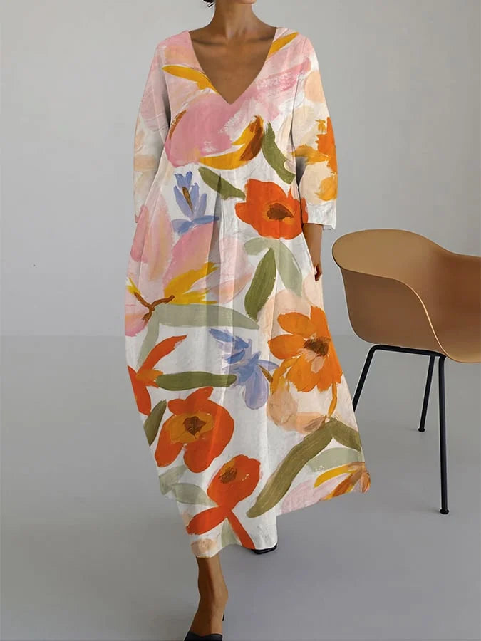 Wren - Vestido fluido con estampado de flores frescas elegante