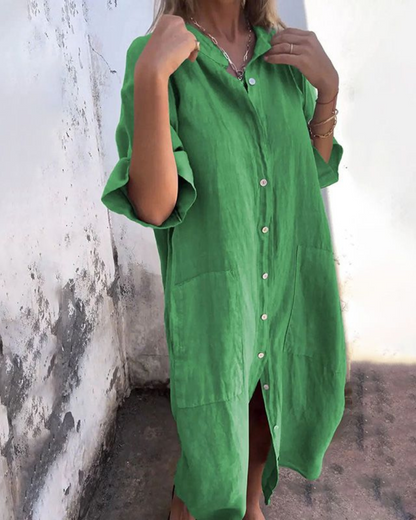 MEIVA - Vestido Largo de Lino y Algodón