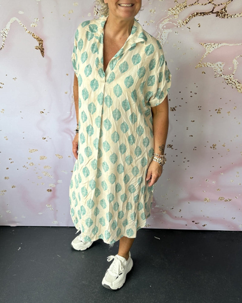 ELEANORA – VESTIDO CAMISERO IMPRESO CON SOLAPA SUELTA