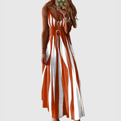 Ariella - Vestido Maxi Sin Mangas a Rayas Chic