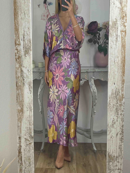 Camisa Exquisita de Satén con Estampado Floral sin Hombros