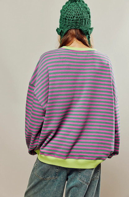 LINDA - SUÉTER OVERSIZED A RAYAS