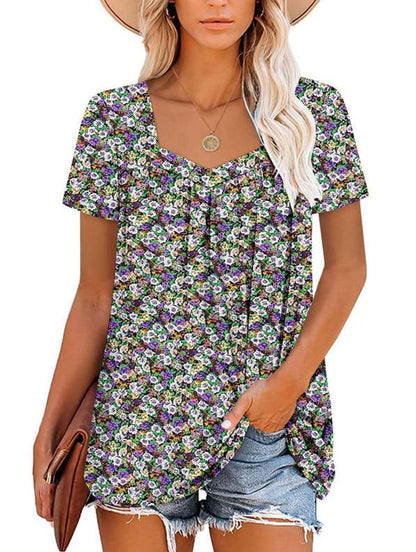 VICKY | TOP CON MANGAS CORTAS Y ESTAMPADO