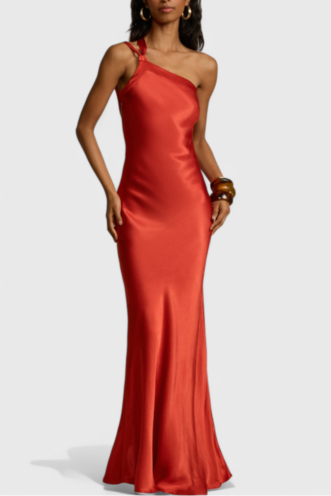 Lucra Vestido Maxi con Tirantes Diagonales y Espalda Descubierta