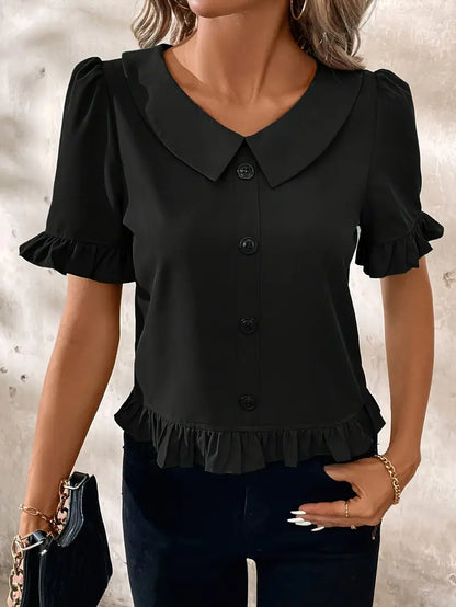 Foteini - Elegante Blusa de Manga Corta