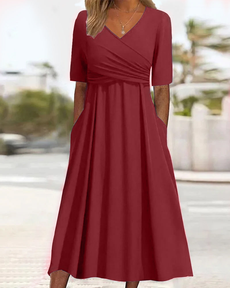 Pien | Vestido Cruzado Elegante con Mangas Cortas