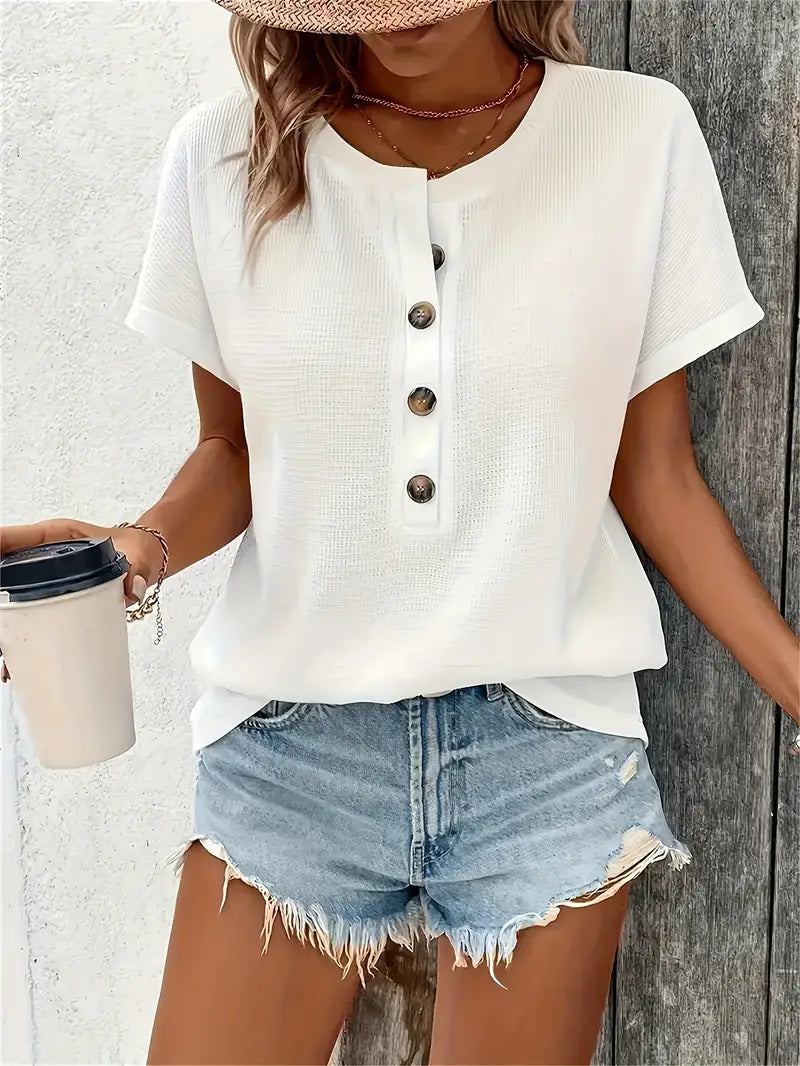 Marylou - Top de manga corta con escote redondo casual
