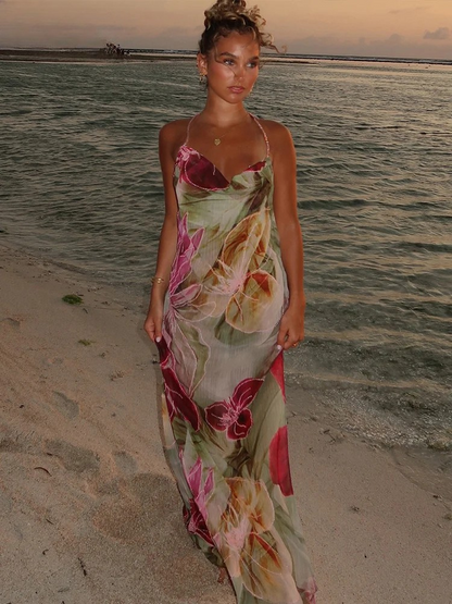 Isla | Vestido Maxi de Chiffon Sin Espalda