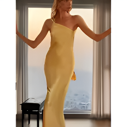 Vestido de Cuello Diagonal Sin Mangas y Espalda Descubierta para Niñas
